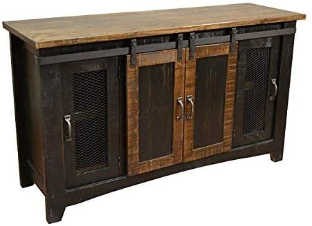 Crafters and Weavers Greenview Black 70" TV Stand/Sideboard/Console Table with Sliding Doors
