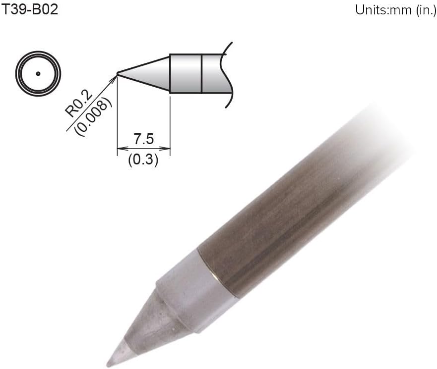 Hakko T39-B02 Soldering Iron Tip - Conical Shape R0.2 x 7.5 - for FX-9701