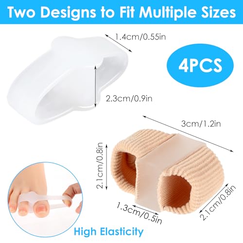 Image of 4 Pack Gel Toe Separators, Toe Spacer Toe Separators for Overlapping Toes Hammer Toe Straightener Hammer Toe Corrector for Women Men Bunion Corrector with 2 Loops for Feet,