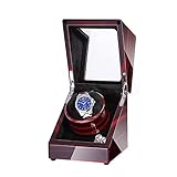 HCZKIUJY Automatischer Uhrenbeweger, Einzeluhren-Shaker-Spinner, Uhren-Turner-Rotator, Vitrine aus Holz mit leisem Motor, 5 Rotationsmodi, Samt-Innenseite, Klavierlackierung