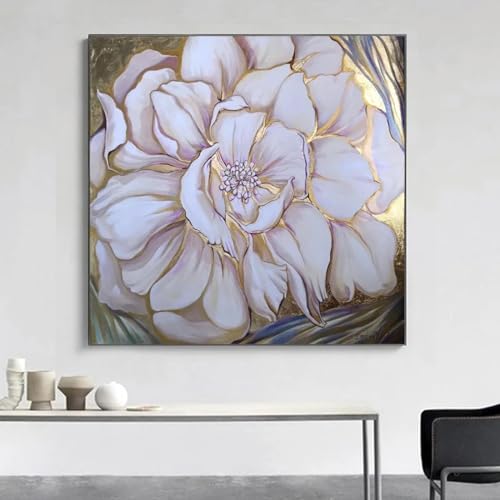 Peinture sur toile murale imprimée fleur dorée pour votre salon cosy