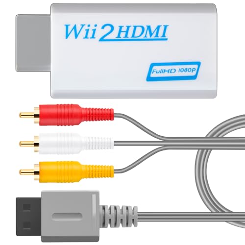 DTianSir Wii HDMI Adapter with AV Cable,Wii to HDMI Converter 1080P with 3.5mm Audio Jack,Compatible with All Nintendo Wii Display Modes