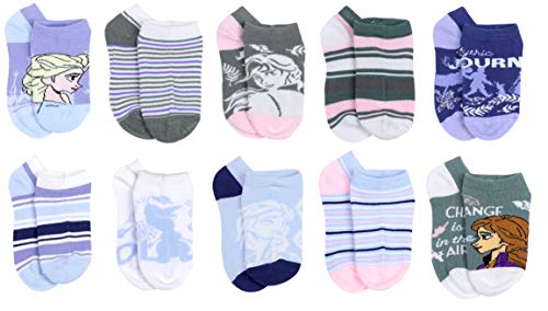 Disney Frozen 10-Pack Socks Multi Pack Set, Blue/Purple, 6/8