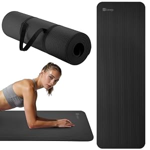 KEEP Extra Thick NBR Yoga Mat for Women & Men, 10mm Thick, 72”x24” Large Exercise Mat with Non-Slip Workout Mat for Yoga, Pilates, Stretching, Meditation – Wide & Cushioned Fitness Mat, Black — photo 2 of 6
