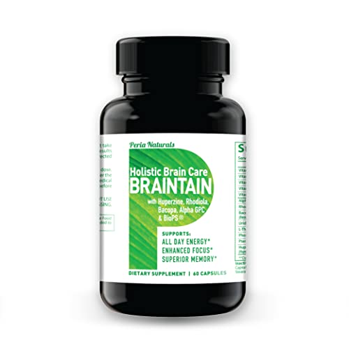 BRAINTAIN Memory and Focus Supplement (60 Vegan caps) – Nootropics Boost for Mental Clarity, Performance & Mood, Men & Women - Alpha GPC, Bacopa, Huperzine, Rhodiola, Vitamin B12, L-Theanine, Uridine
