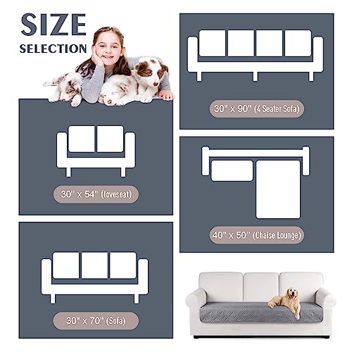 TAOCOCO 100% Waterproof Reversible Couch Cover for Dogs Pets - Cushion Protector for Sectional U Shape Sofa (Light Gray)