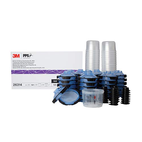 Image of 3M PPS 2.0 Spray Gun Cup, Lids and Liners Kit, 26314, Mini, 6 Ounces, 125-Micron Filter, Use for Cars, Furniture, House and More, 1 Paint Cup, 50 Disposable Lids and Liners, 32 Sealing Plugs