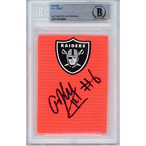 Aj Cole Signed Football Pylon Piece Las Vegas Raiders Beckett Authenticated Autograph And Slabbed Nc Wolfpack Autographed Footballs Auto Collectibles #TOP15