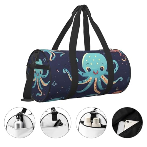 Cartoon Octopus Duffle Bag for Men Women - Carry on Overnight Bag Travel Duffel Tote Bags Yoga Gym Bags Waterproof Weekender Bag Large Luggage Bag with Adjustable Strap4