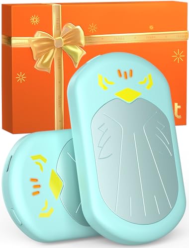 Hotdot Hand Warmers Rechargeable with Gift Box, for Men Women, 2 Pack Fast Heating Electric Hand Warmer, Portable Hot Hands Handwarmers for Outdoors, Golf, Hunting, Camping Cyan