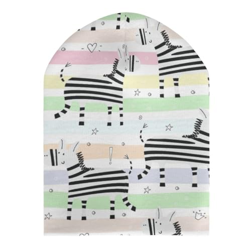 Cute Animal of Zebra Pattern Kids Beanie Hat for for Girls Boys Children Cap Winter Knitted Chemo Cancer Headwear Accessories Gifts Decoration Black3