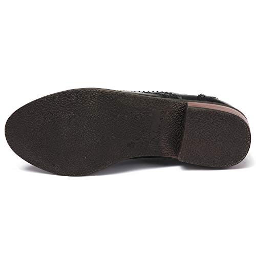 Odema Sapato social feminino clássico com bico redondo bico baixo bico redondo sapato social, Preto,