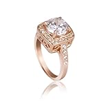 FAIRY COUPLE 10mm CZ Solitaire Cubic Zirconia Princess Cut Halo Rings Promise Engagement Wedding Anniversary Ring With Minuscule Surrounding Stones Ring R30 Size 6