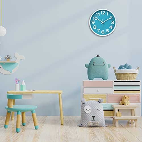 Wall Clock Silent Non Ticking Indoor Outdoor Clock Battery Operated Easy To Read Analog Decorative Clocks For Bedroom Office Home Patio Pool Porch Decor,12 Inch Aqua #TOP3