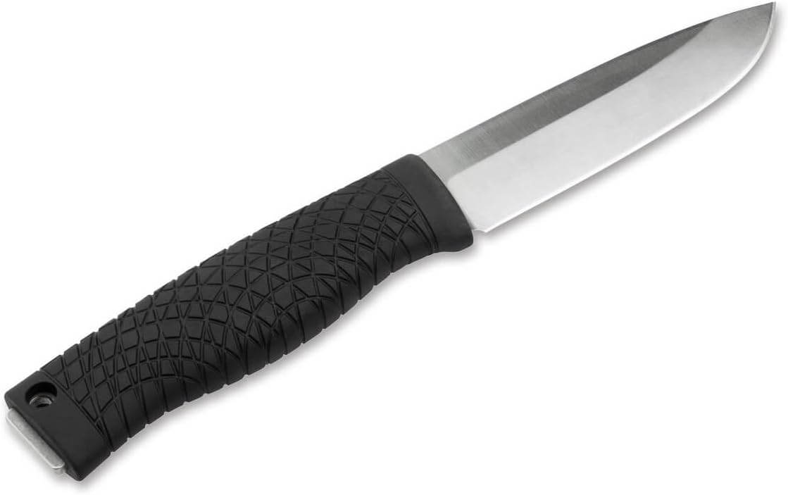 Böker Plus® Bronco CPM 3V survival knife with firesteel - Bushcraft & Oudoor knife with CPM-3V blade - Scout survival - TPE handle from Solingen - with leather sheath