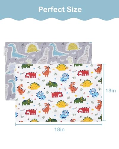 Image of ALVABABY Toddler Pillowcases 2 Pack Organic Cotton Fit 13 inchx 18 inch or 12 inchx16 inch Kids Pillow Cover Envelope for Girl Boy Travel(Pillowcase Only)