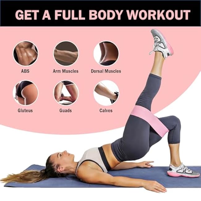 Non-Slip Fabric Resistance Bands for Working Out, Loop Exercise Bands for Booty Leg, Butt, Glute, Stretch Workout Bands for Women & Men, Hip Elastic Bands for Home Gym Fitness, Yoga, Pilates