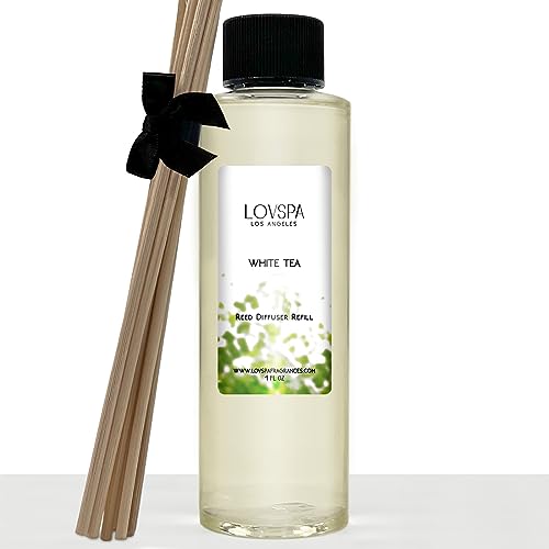 LOVSPA White Tea Reed Diffuser Oil Refill Reed Sticks | Scent for Kitchen or Bathroom, 4 oz
