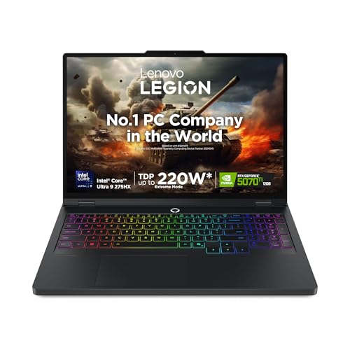 Image of Lenovo Legion Pro 5 2025 Intel Core Ultra 9 275HX | NVIDIA RTX 5070Ti 12GB (32GB RAM /1TB SSD /WQXGA OLED /240Hz /16(40.64cm) /Windows 11 /Office 2024 /Black /2.4Kg), 83LU0011IN AI Powered Gaming Laptop