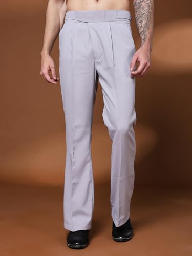 Image of Gurkha Pants for Men | Trouser for Men | Formal Pant | Classic Button | Bell Button High Waist Pleated Casual Trousers | Flared Leg Pants for Office Smart Casual Travel Party