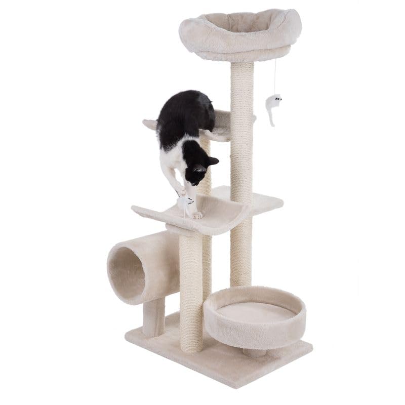 zooplus Tiragraffi Penelope, ideale anche per gattini, grandi razze di gatti o anziani, altezza: 116 cm (crema)