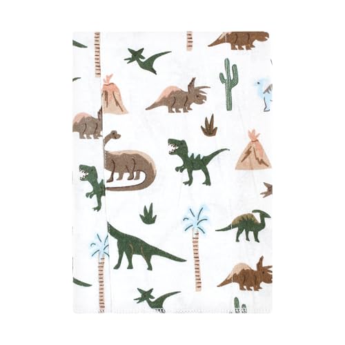 Image of Hudson Baby Unisex Baby Cotton Poly Flannel Burp Cloths, Retro Dinosaur 7 Pack, One Size