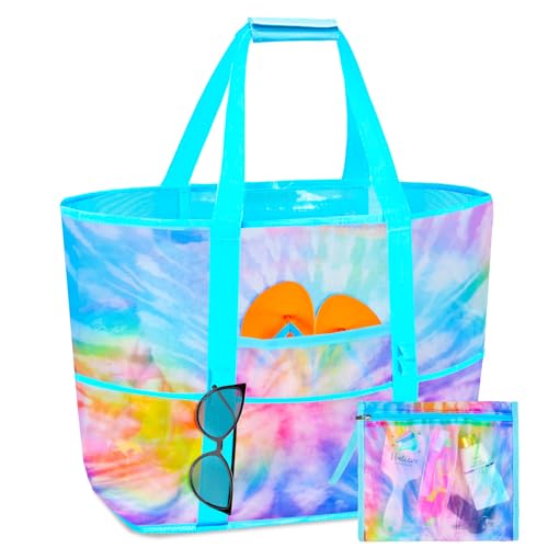 Mesh Beach Bag Large Beach Tote Bag Women Pool Bags with Zipper