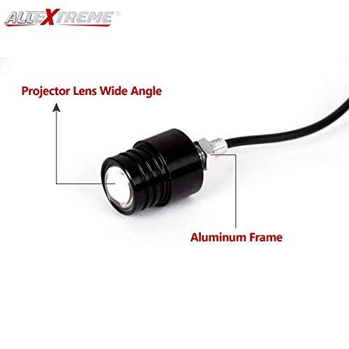 Image of AllExtreme EXEE35R Eagle Eye LED Pilot /Indicator Lamp Strobe Parking Reverse Fog Daytime Light DRL Bulb for Car Bike Scooty (Black, Set of 2)