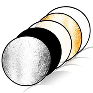31.5” 80cm Photography Reflector Portable Shooting Reflected Light 5-in-1 Folding with Bag Photography Accessory for Studio or Outdoor, Translucent, Silver, Gold, White and Black