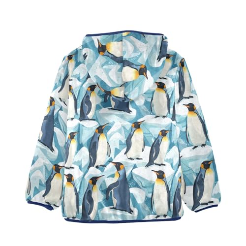 Penguins and Glaciers Girls Fleece Jacket Girls Fall Jacket Boys Coats Zip Up Hoodie Children Sherpa Warm Outerwear 2-10T2