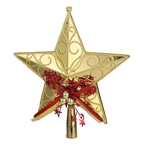 Amosfun Topo de árvore de Natal, topo de estrela para árvore de Natal brilhante, enfeites de Natal p