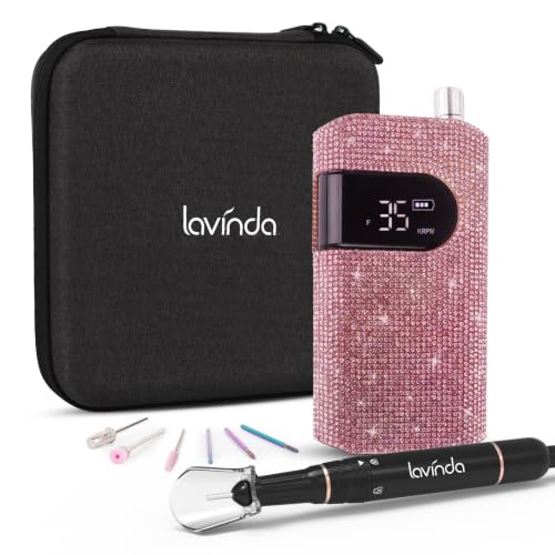 Lavinda 35000RPM Nail Drill Professional E Filer for Nails Pink Rhinestone