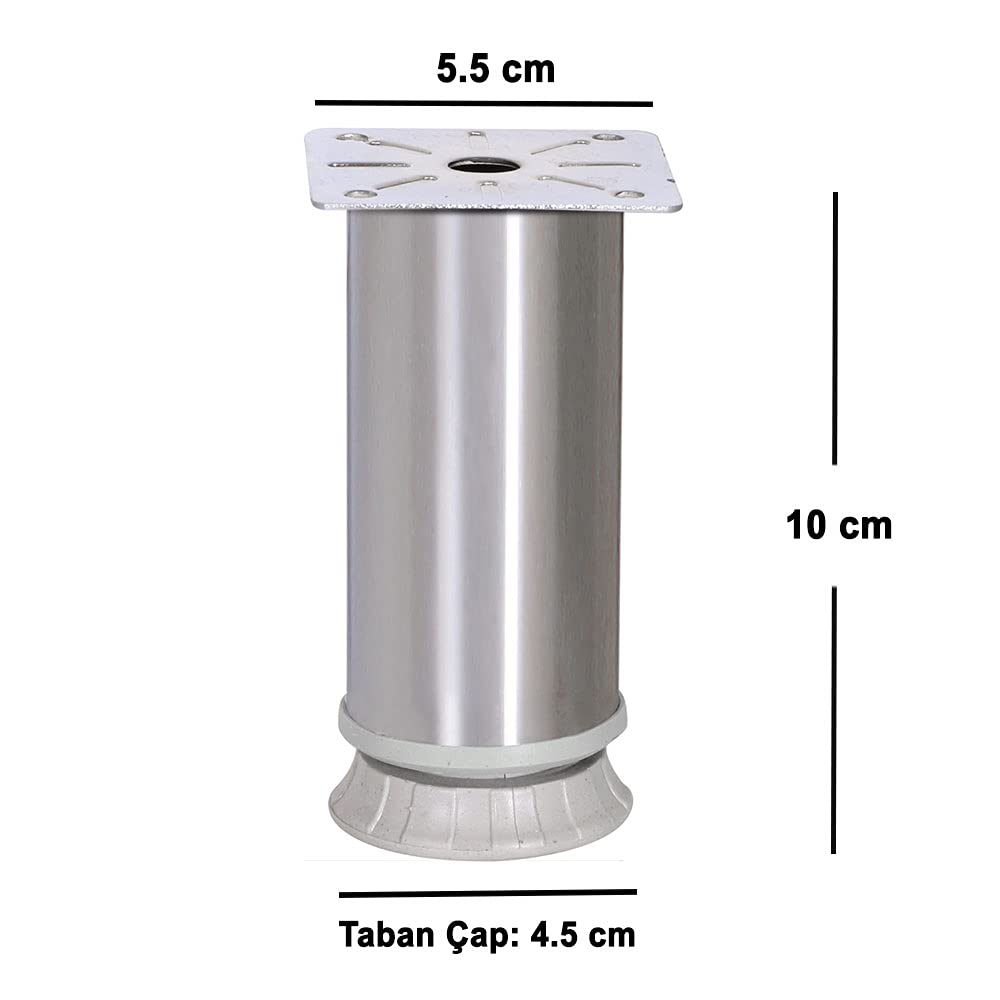 4 Adet Nobel Mobilya Masa Puf Sehpa Ayağı Ayarlanabilir Metal Ayak 10 cm