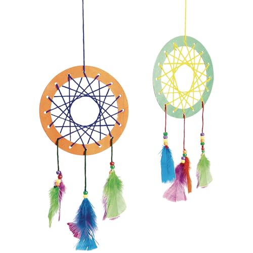 Colorations Kit de Bricolage pour créer Votre Propre Attrape-rêves Comprenant des Anneaux, des Perles, des Plumes, des Instructions de Fil (Article # DREAMKIT)