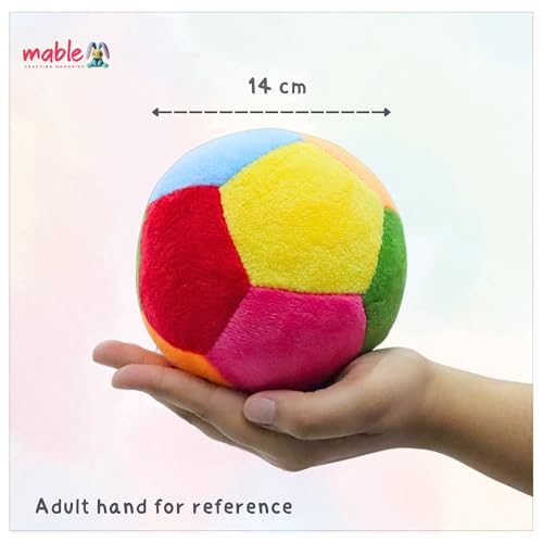 Image of MABLE Rattle Ball Soft Toy for Babies | Plush Stuffed Animal Ball for Kids, Boys & Girls | Infant Sensory Learning Toy | Small Size Baby Toy (Multicolor)