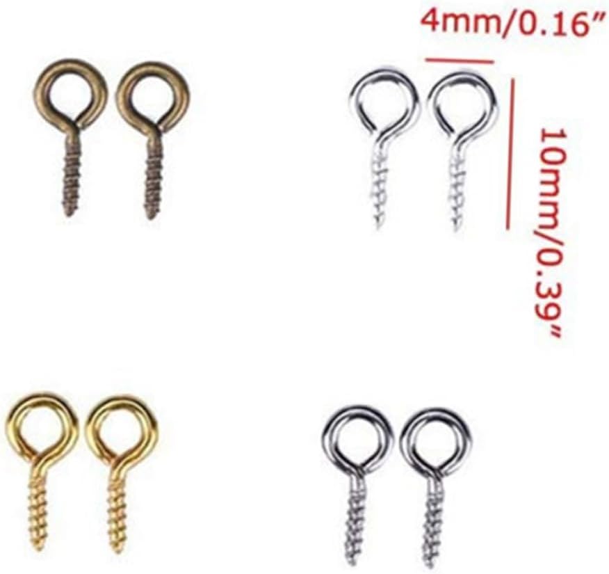 800pcs Screw Hoist Ring Screw Eye Pins Eye Bails Bail Pins Pegs Threaded Hooks Mixed Colors for Jewelry Decorations