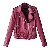 TWGONE Feaux Leather Jacket Womens Cropped Ladies Lapel Motor Coat Zip Biker Short Punk Tops...