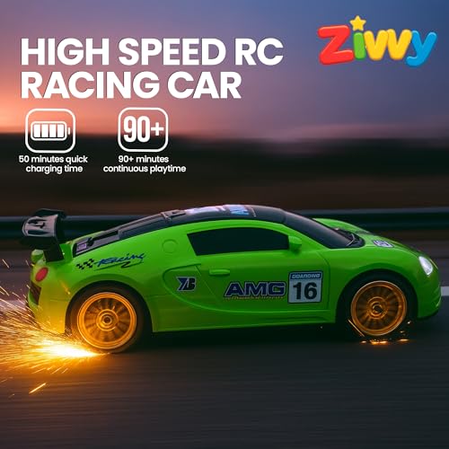 Image of Big Rechargeable Remote Control Car Toys | LED Headlights, Spray Smoke,Up to 120 min Non-Stop Play Time, 150ft Remote Range, USB Charging, Anti-Skid Tyres, BIS Certified,Birthday Gift for Kids