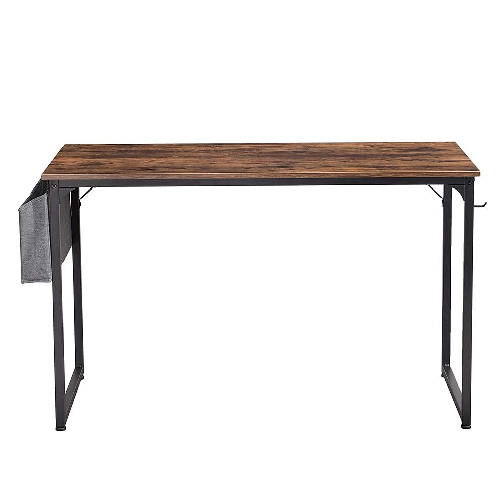 BAKAJI Scrivania Tavolo da Lavoro Porta Pc Computer Piano in Legno MDF con Struttura in Metallo Organizer Portatutto in Tessuto e Gancio Casa Ufficio Design Moderno Industriale 120 x 60 x H74 cm