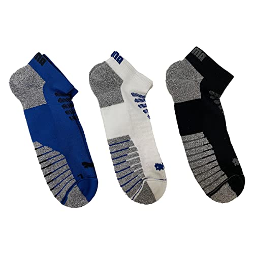 PUMA 3-Pack Men's Half Terry Low Cut Ankle Socks (Blue/Black)