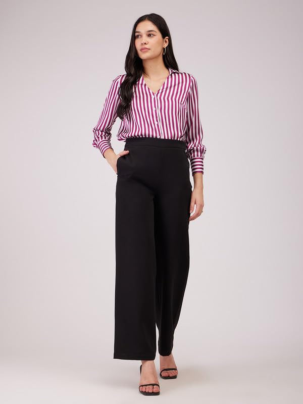 Image of FableStreet Women Shirts | Comfort Fit Spread Collar | Premium Satin Fabric for Formal, Business Casual