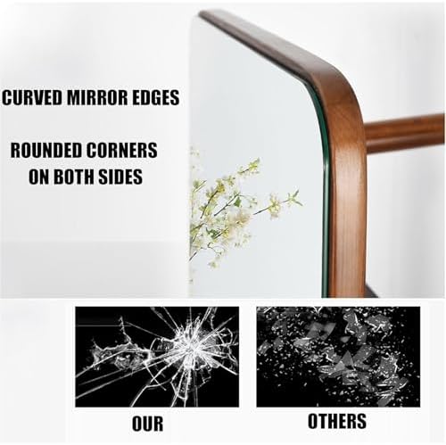 Solid Wood Full Body Dressing Mirror with Makeup Cabinet & Hanger - Floor Mirror for Bedroom Storage, Stylish Fitting Mirror for Home Décor