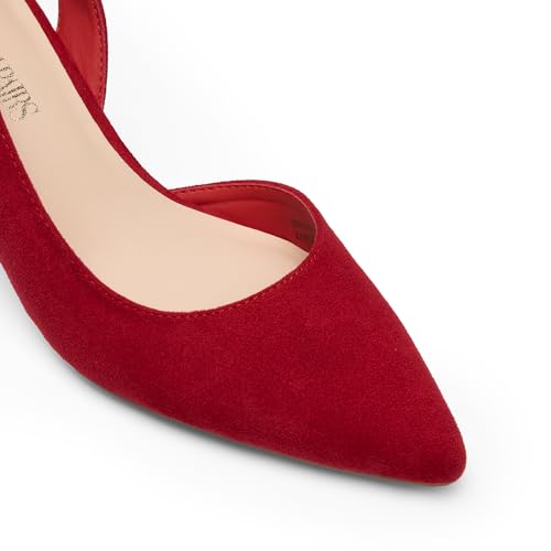 DREAM PAIRS Women's Kitten Slingback Heels Pumps,Red-Suede,8 - image 7