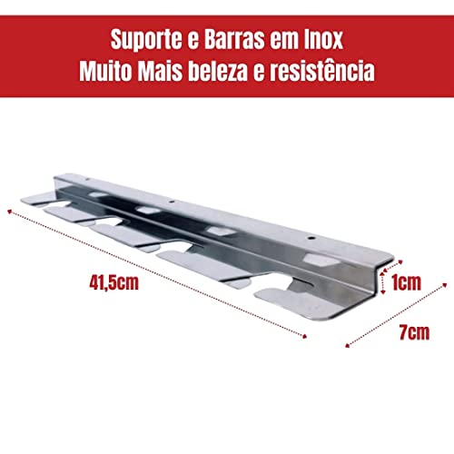 Suporte Churrasqueira 100% Inox Barras e Suporte Inox 100cm