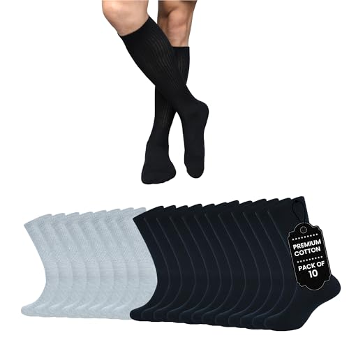Image of BALENZIA Crew Men's Socks |Formal Dress Cotton Solid Color Full Length Lightweight Casual Business Regular Sock