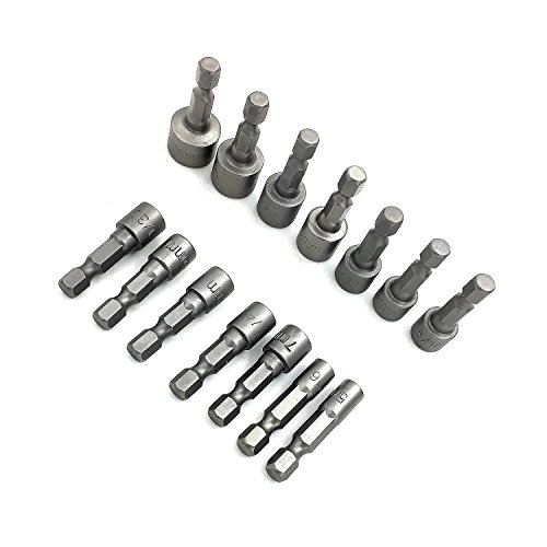 PANOVO (14pcs) Quick Change Power Nut Driver Bit Set Steel Metric Socket Wrench Set 1/4'' Hex Nut Driver Drill Bits for Quick Change Chuck Adapter, Electric Hand Drill, Screwdriver
