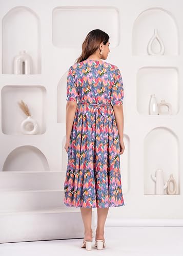 Image of Women's Feeding Kurta Cotton | Floral Anarkali Pregnancy Kurta with Nursing Zipper | Pre & Post Partum | Maternity Dresses | Mom to Be Gift