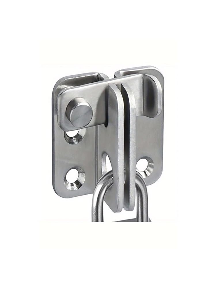 Pawuniscript Silver -2Pcs 270° Temporary Lock 2Pcs, Padlock-Ready Rust-Proof Compact Door Lock(Silver -2Pcs)