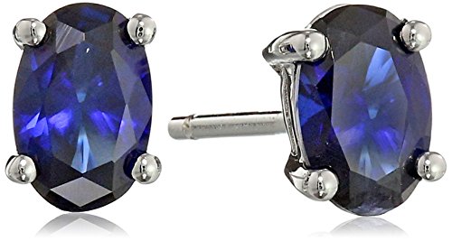 Amazon Collection Sterling Silver 6x4 Oval Gemstone Stud Earrings