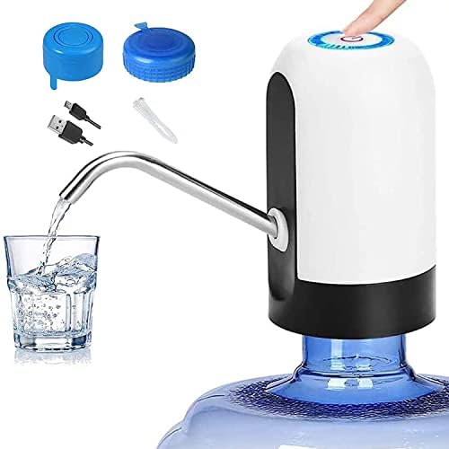 Water Bottle Pump 5 Gallon, CHIVENIDO Drinking Water Pump for 5 Gallon Bottle Water Jug Dispenser USB Charging Water Dispenser Pump with Non Spill Caps for Universal 2-5 Gallon Bottle